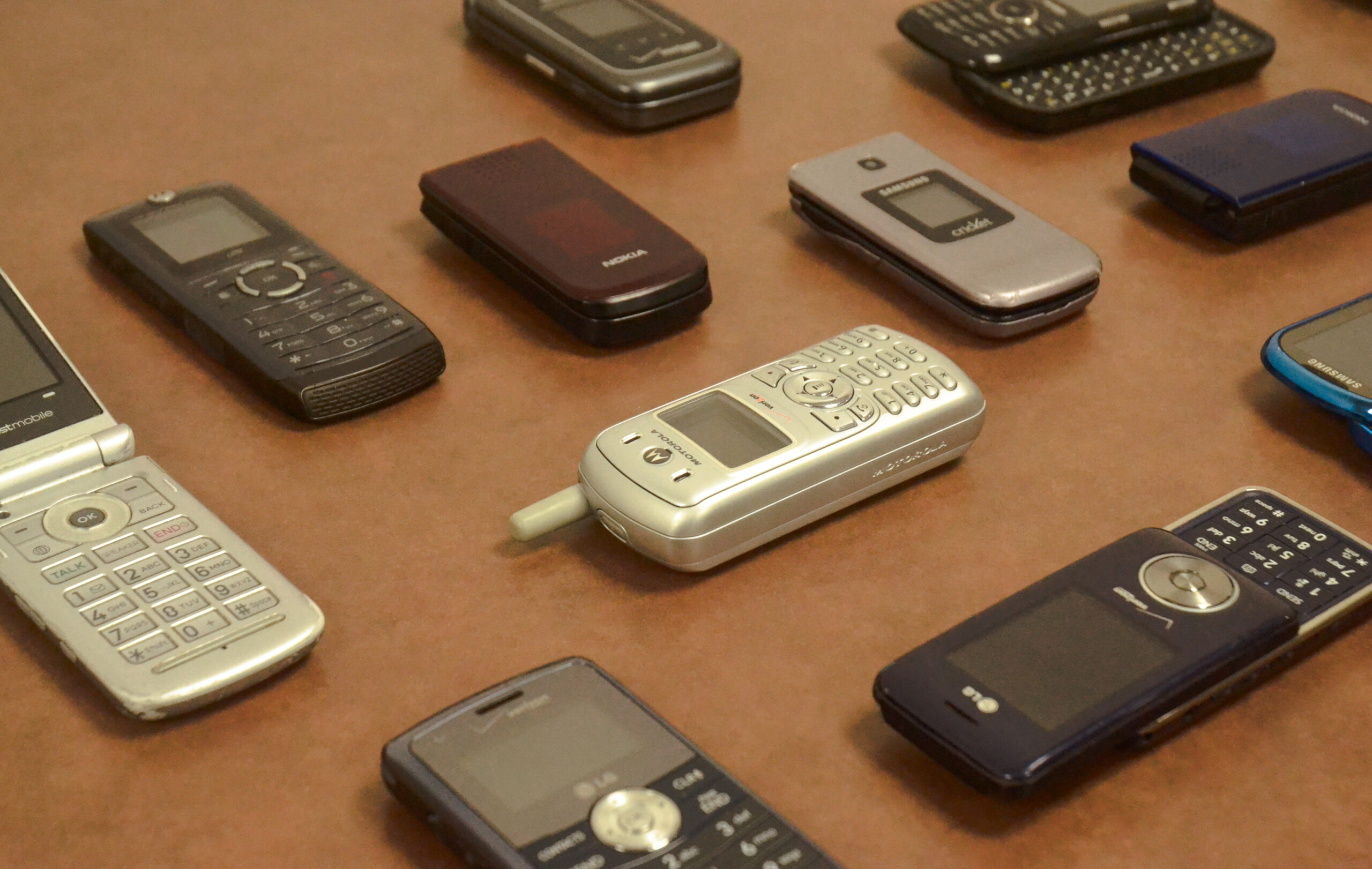 Collection of old cell phones