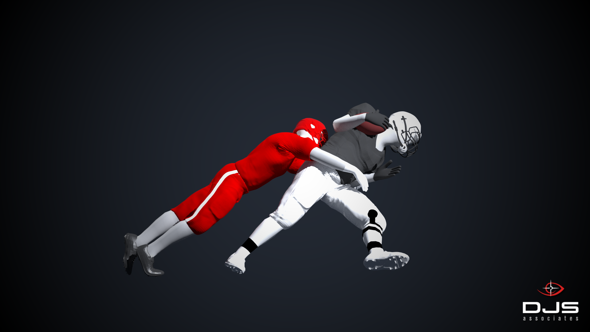 3D models of 2 football players in action